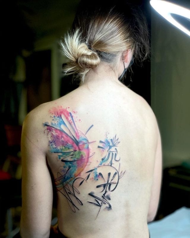 Tattoo colibri acuarela