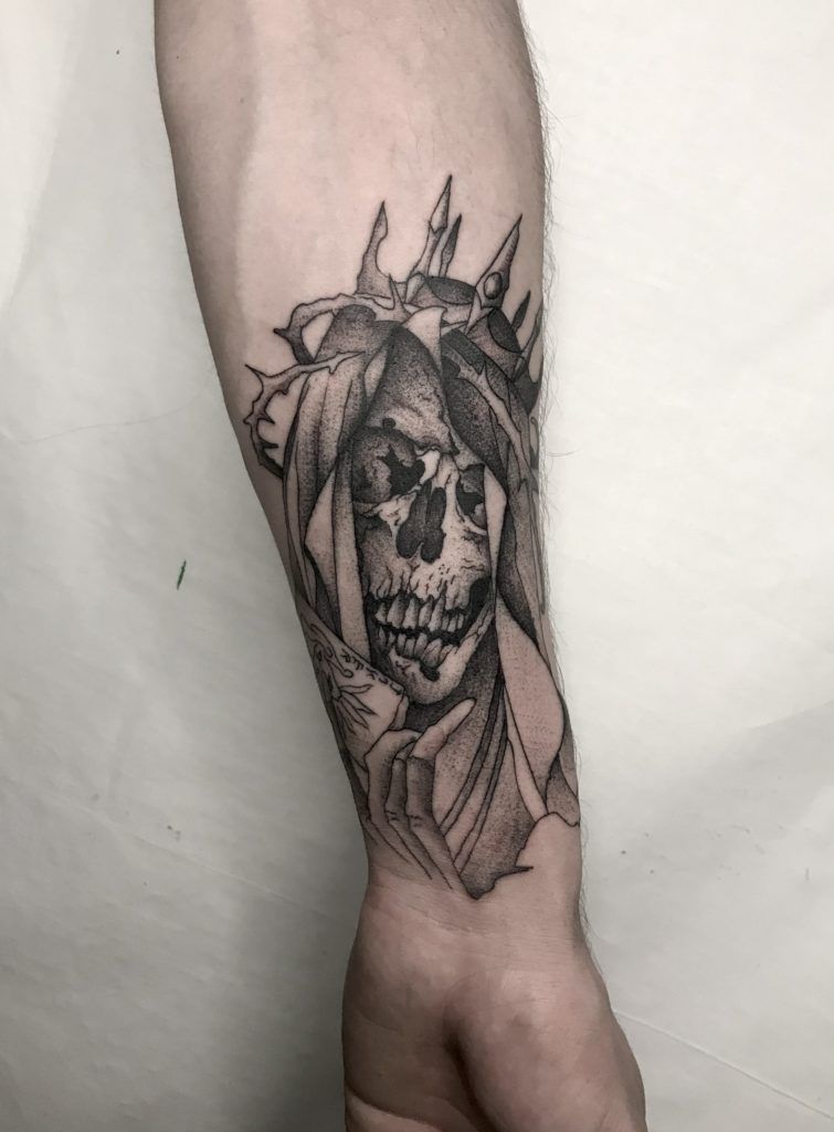 Tattoo calavera puntillismo