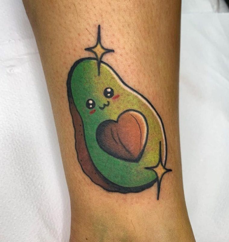 Tattoo aguacate kawaii