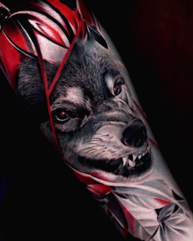 Tattoo alien wolf realismo