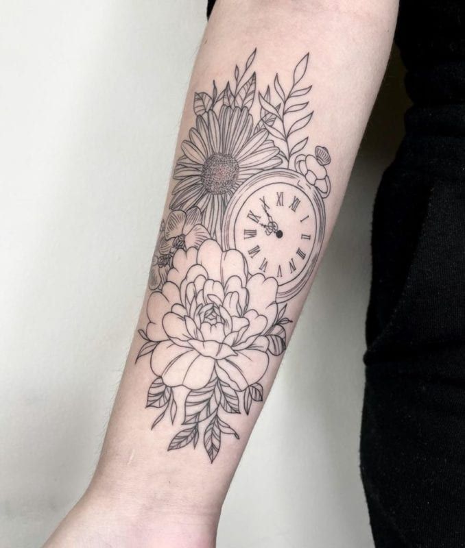 Tattoo flores reloj